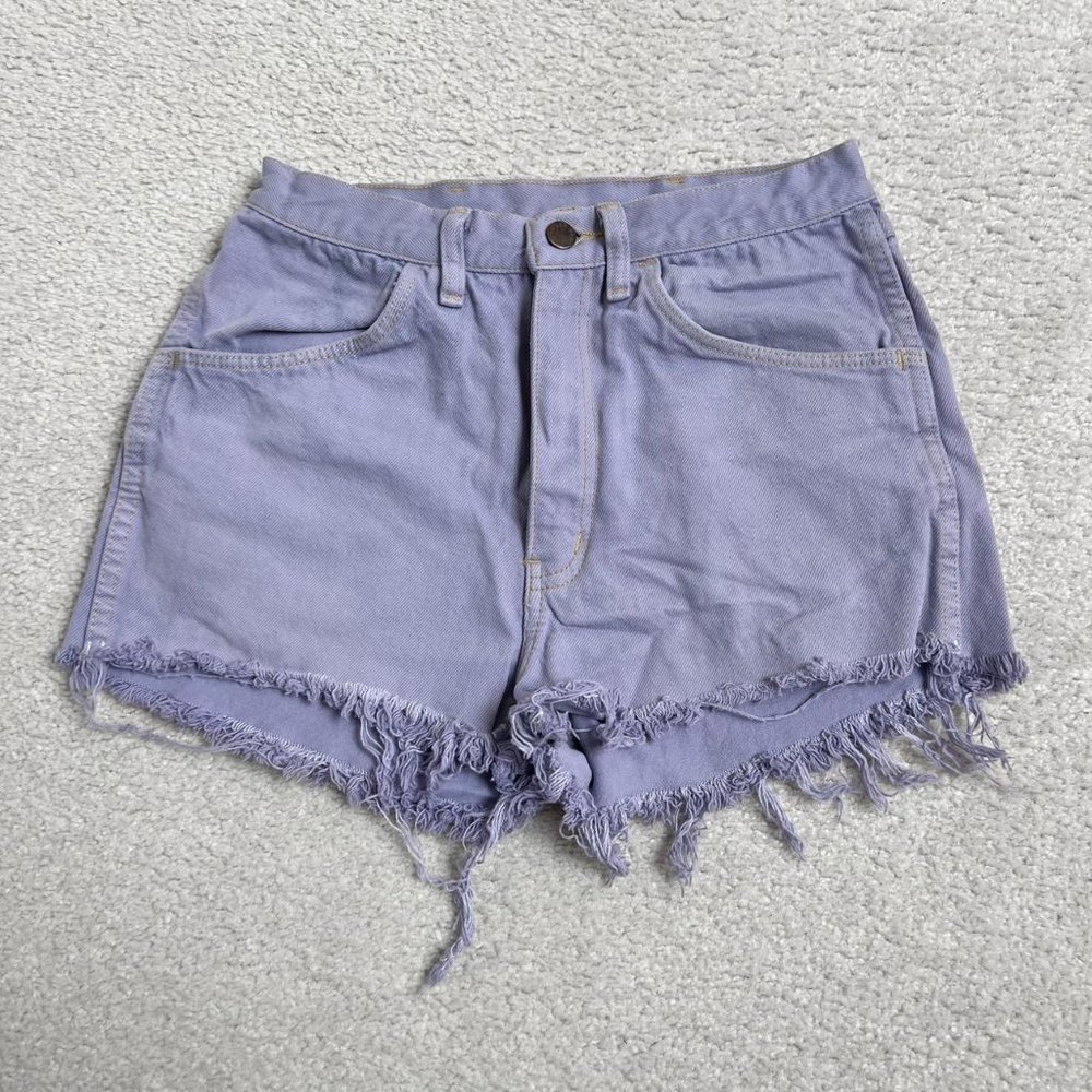 Vintage pastel purple denim shorts